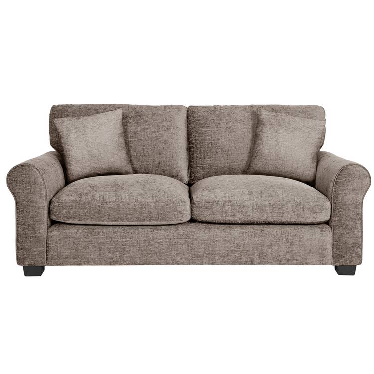 Argos Home Taylor Fabric 3 Seater Sofa, Mink