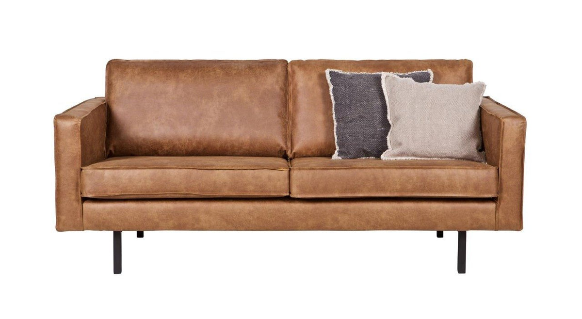 WOOOD Ledersofa Rodeo 3-Sitzer Cognac