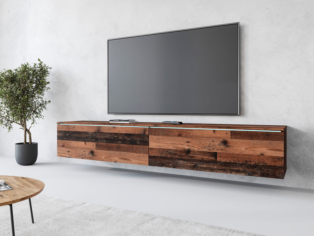 Home affaire Lowboard "Vera", 180 cm, wahlweise mit Beleuchtung, Schwarz/Grau