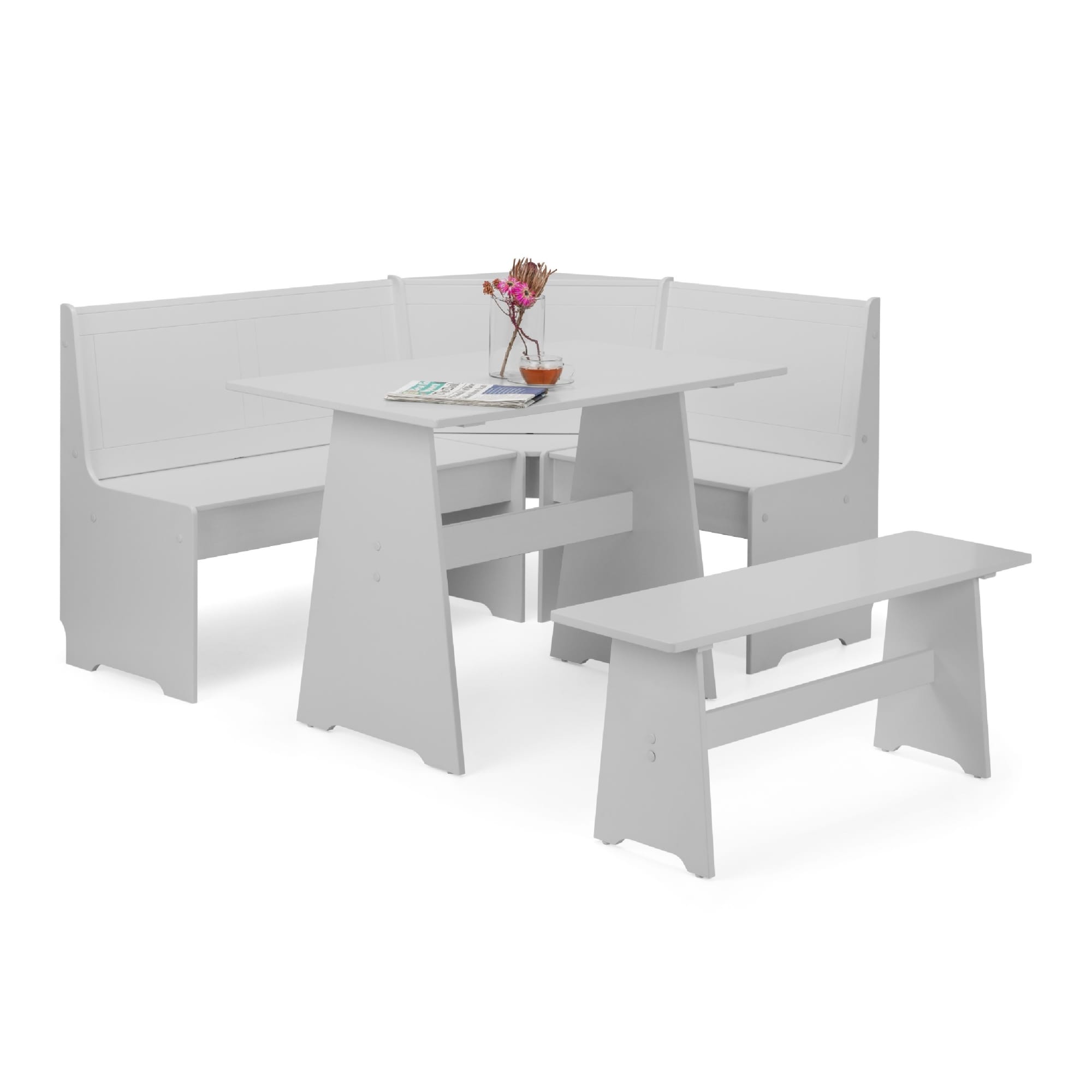 Julian Bowen Newport Corner Dining Set & 2 Benches — White