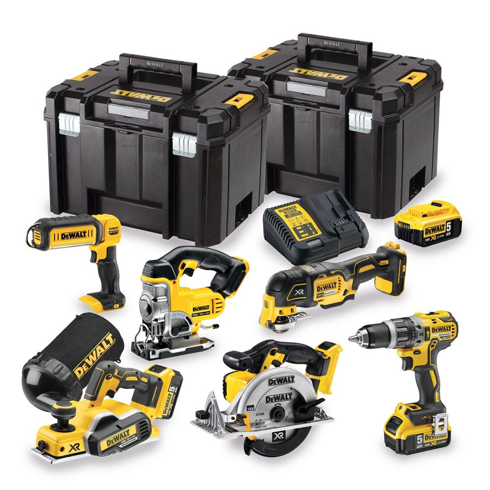 DeWalt XR 18V Brushless 6-Piece Kit, 3 x 5.0Ah and Cases
