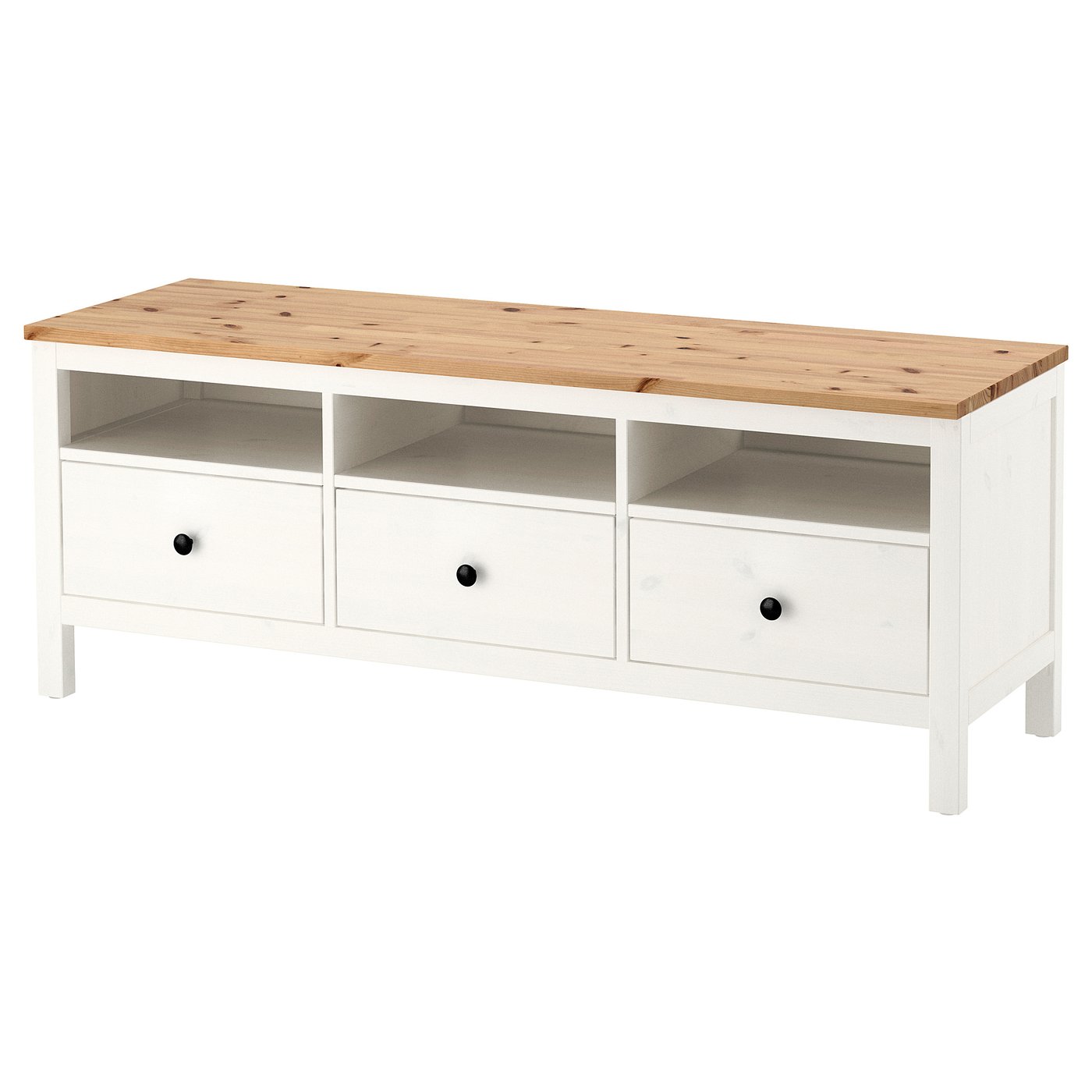 IKEA HEMNES TV-Bank, weiß gebeizt/hellbraun, 148x47x57 cm