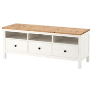 IKEA HEMNES TV-Bank, weiß gebeizt/hellbraun, 148x47x57 cm