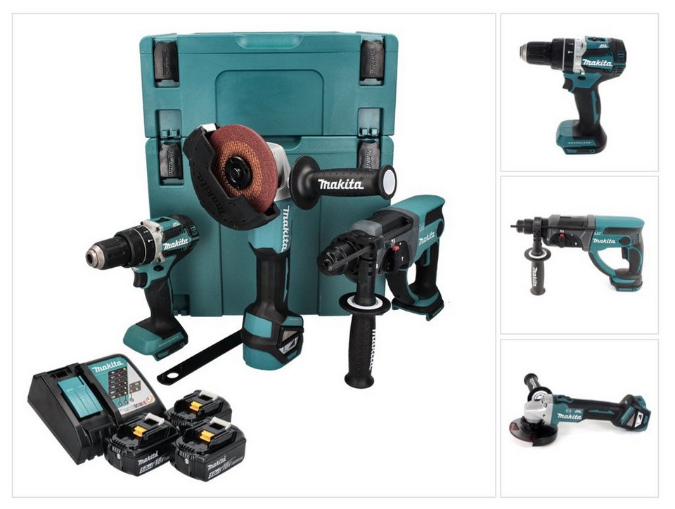 Makita DLX3093TJ Akku-Spezial-Set 18 V – mit DHP484 Schlagbohrschrauber und DHR202 Bohrhammer