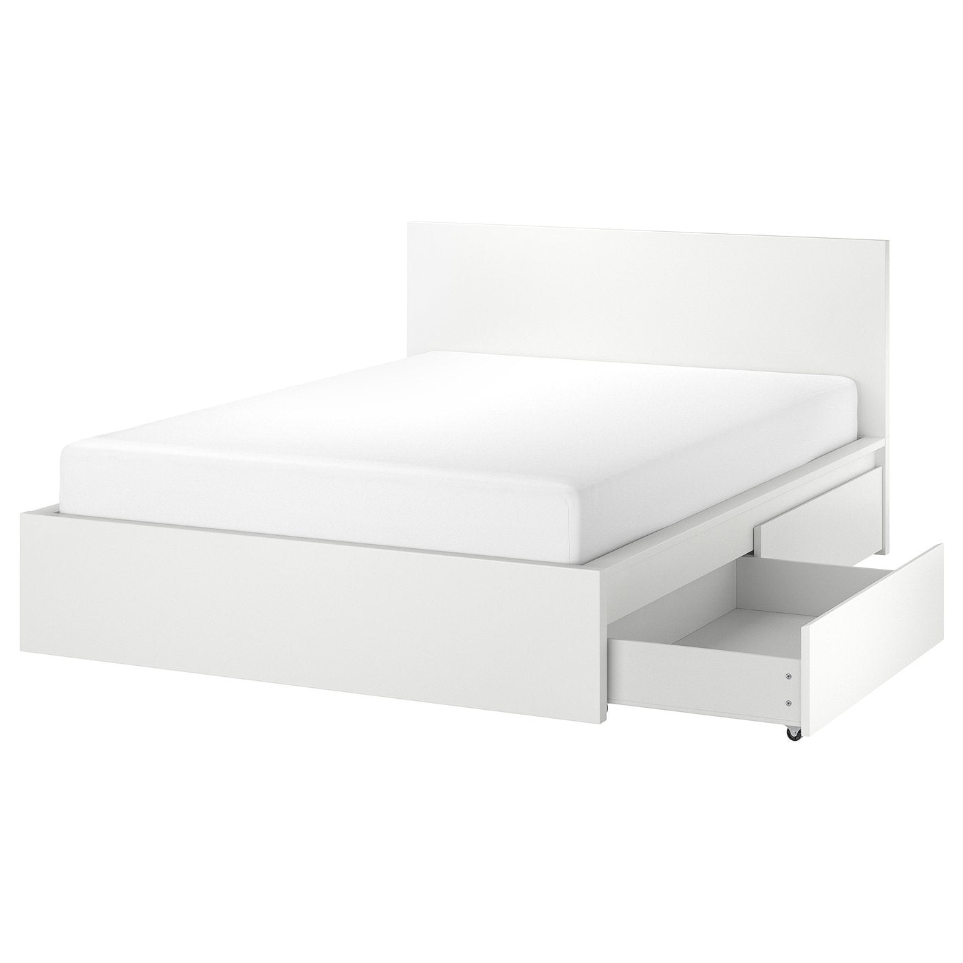 IKEA MALM Bettgestell hoch mit 2 Schubkästen, weiß, 140x200 cm