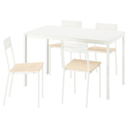 IKEA VIHALS/BUSLÄTT Tisch und 4 Stühle, weiß/Kiefer